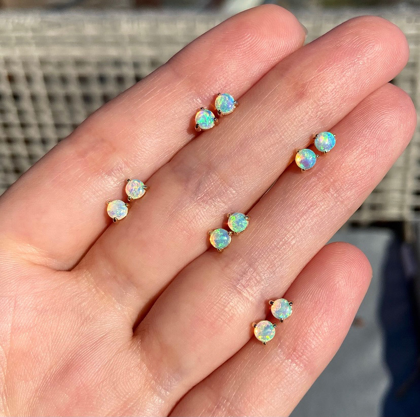 14K Yellow or Rose gold earrings with Australian crystal opals ...