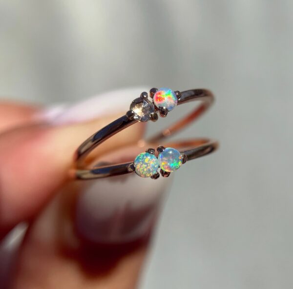 14K Yellow or Rose gold ring with Australian Opals or Diamond