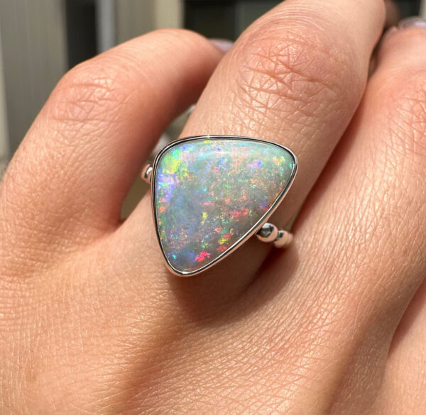 Sterling silver ring with Australian Opal SZ 5.25