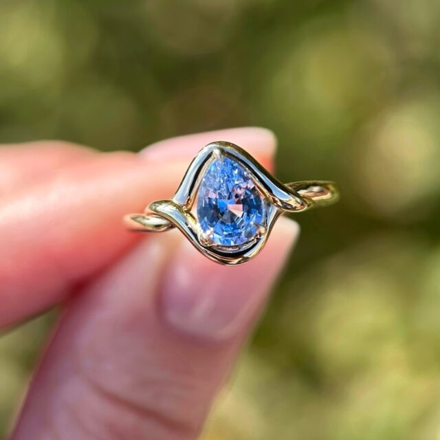 Meet Aila ✨ Glowing Blue Sapphire set in 14K Yellow gold ✨ SZ 6.75 - can be resized (please dm or email to discuss). Available on our website