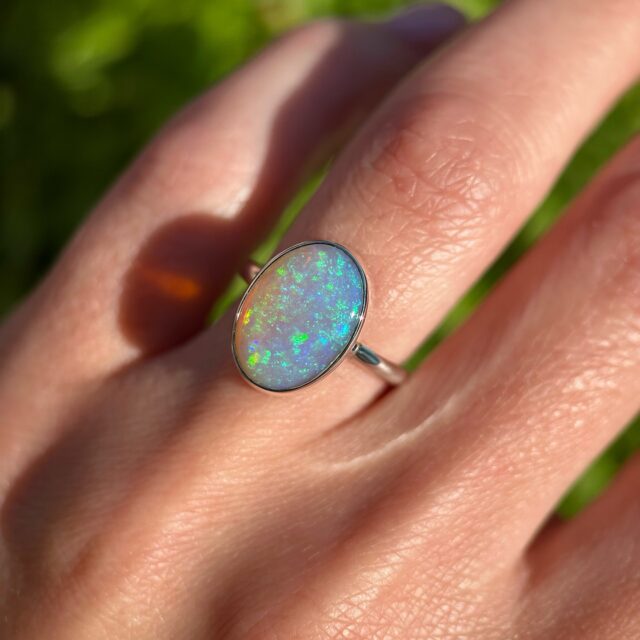 Sterling silver ring with Australian Crystal Opal {NFS}