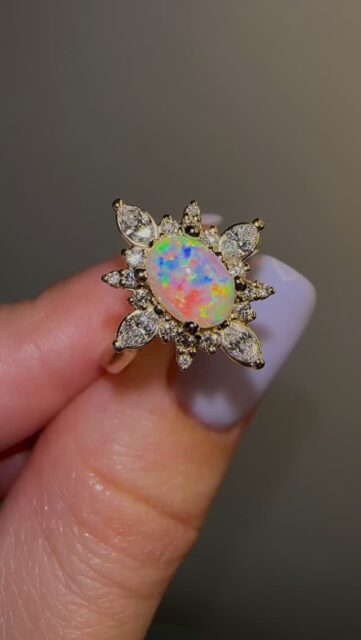 Australian opal & diamond ring for a modern princess
