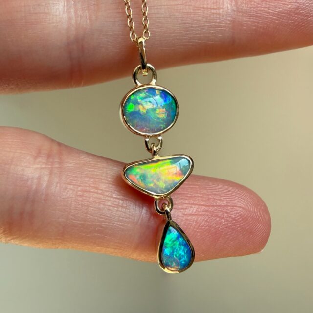 14K Yellow gold pendant with Australian opals {NFS}