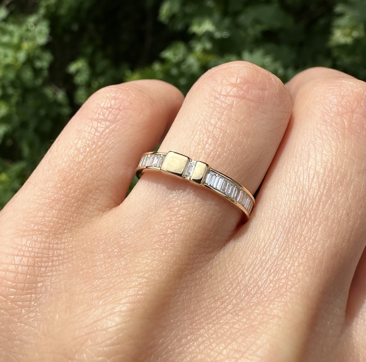 Stacking baguette ring in 14K gold