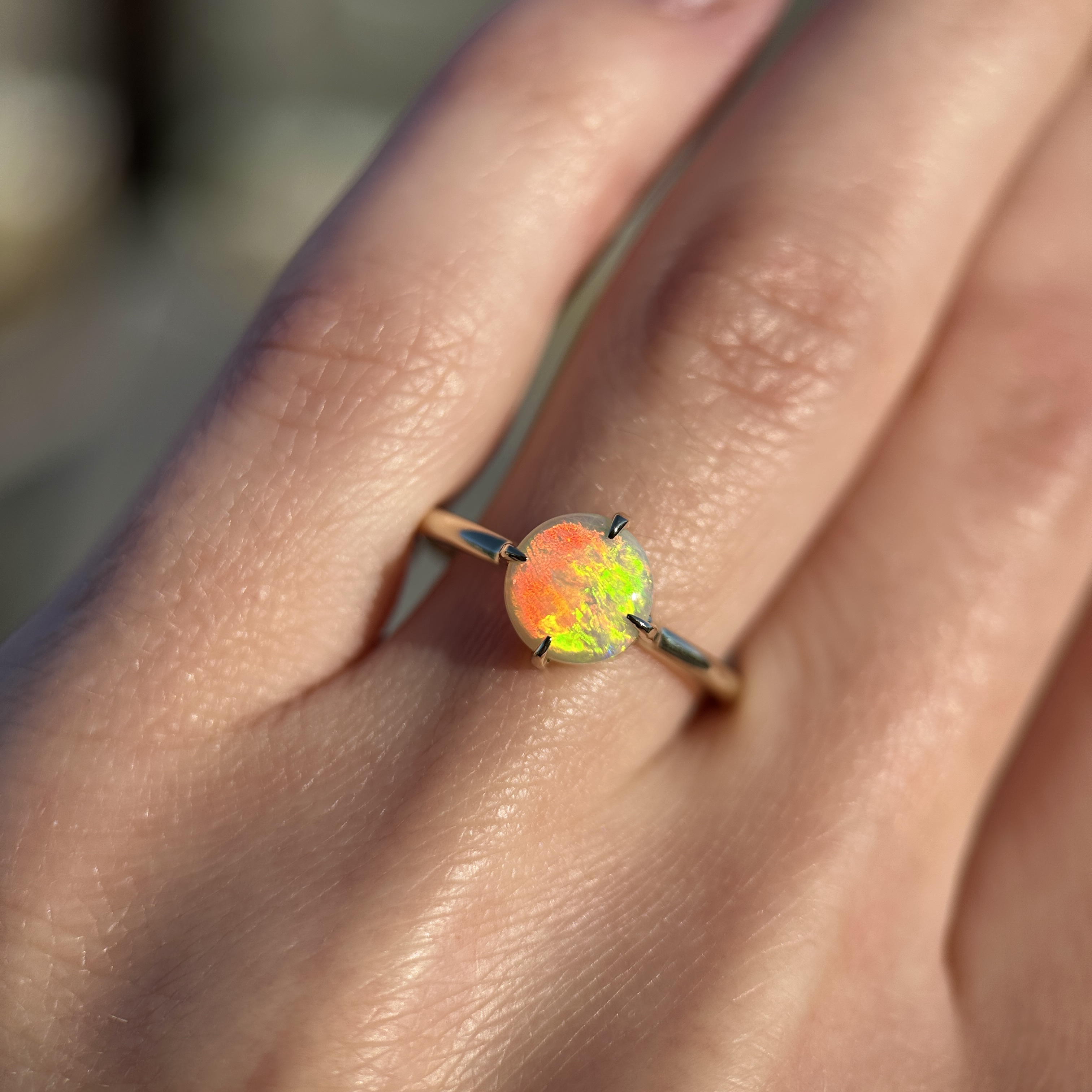 14K Yellow gold ring with Australian Crystal Opal SZ 8.25 - Image 10