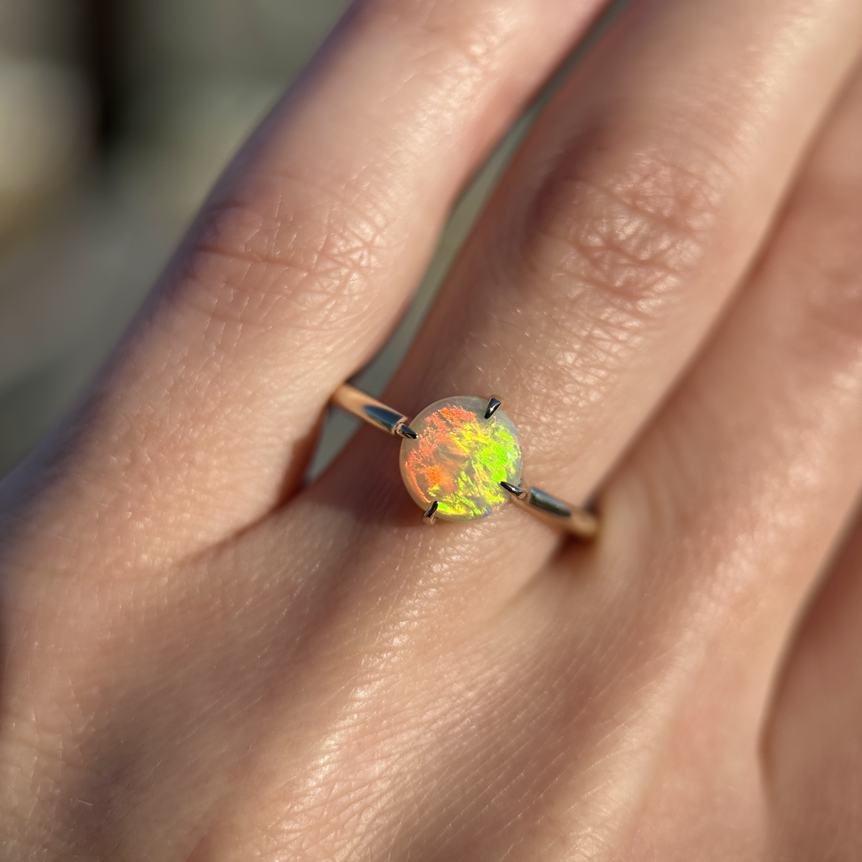 14K Yellow gold ring with Australian Crystal Opal SZ 8.25 - Image 11