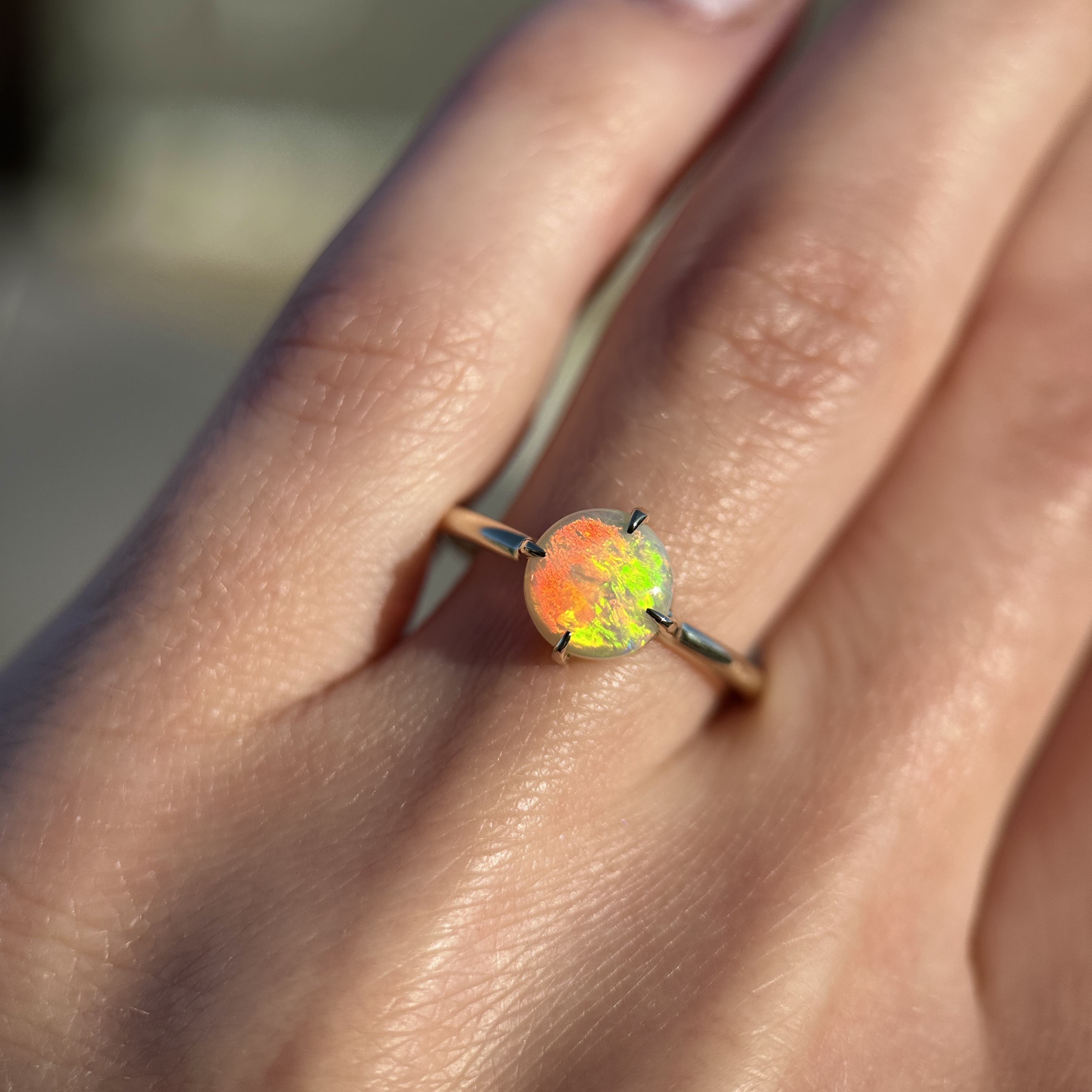 14K Yellow gold ring with Australian Crystal Opal SZ 8.25 - Image 12