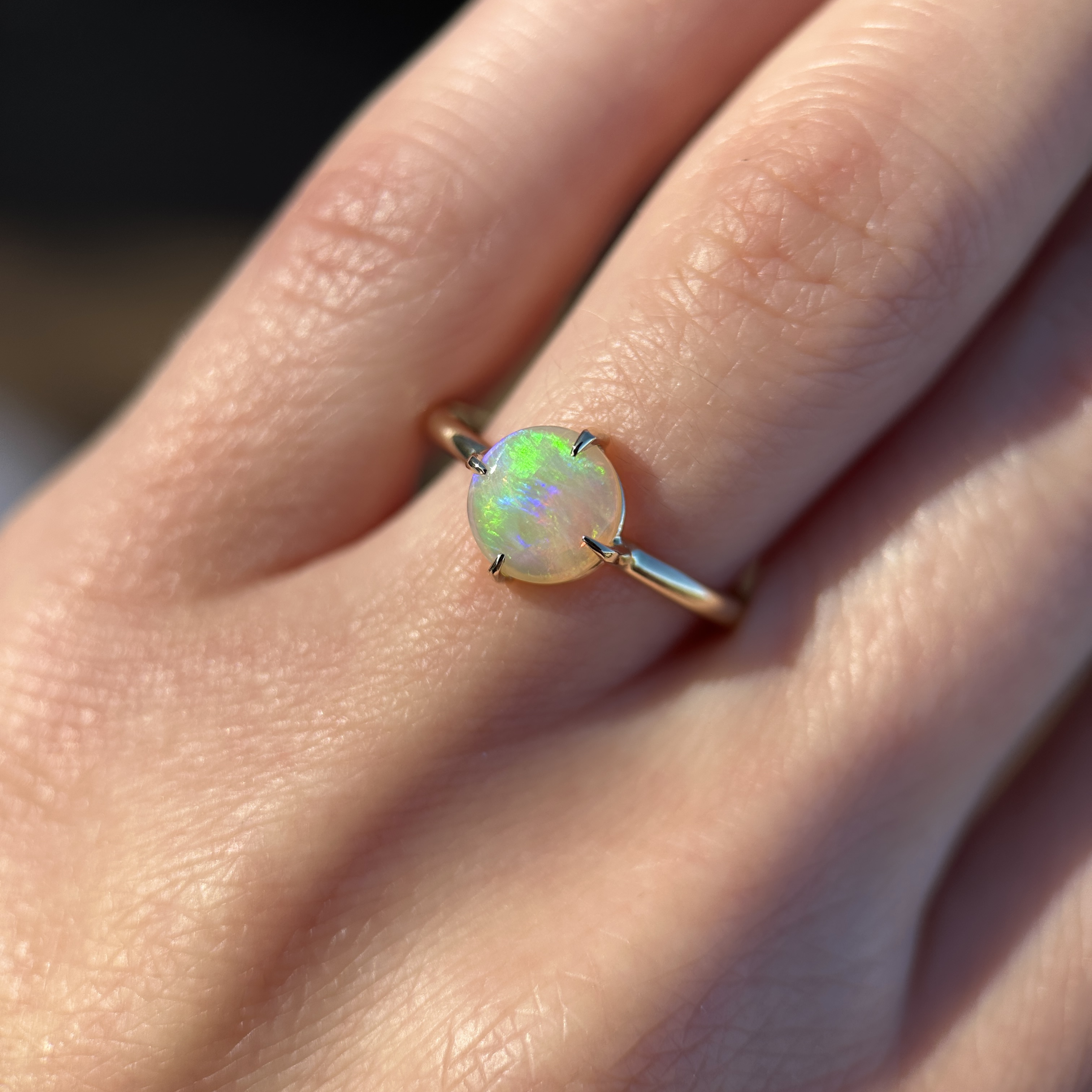 14K Yellow gold ring with Australian Crystal Opal SZ 8.25 - Image 6