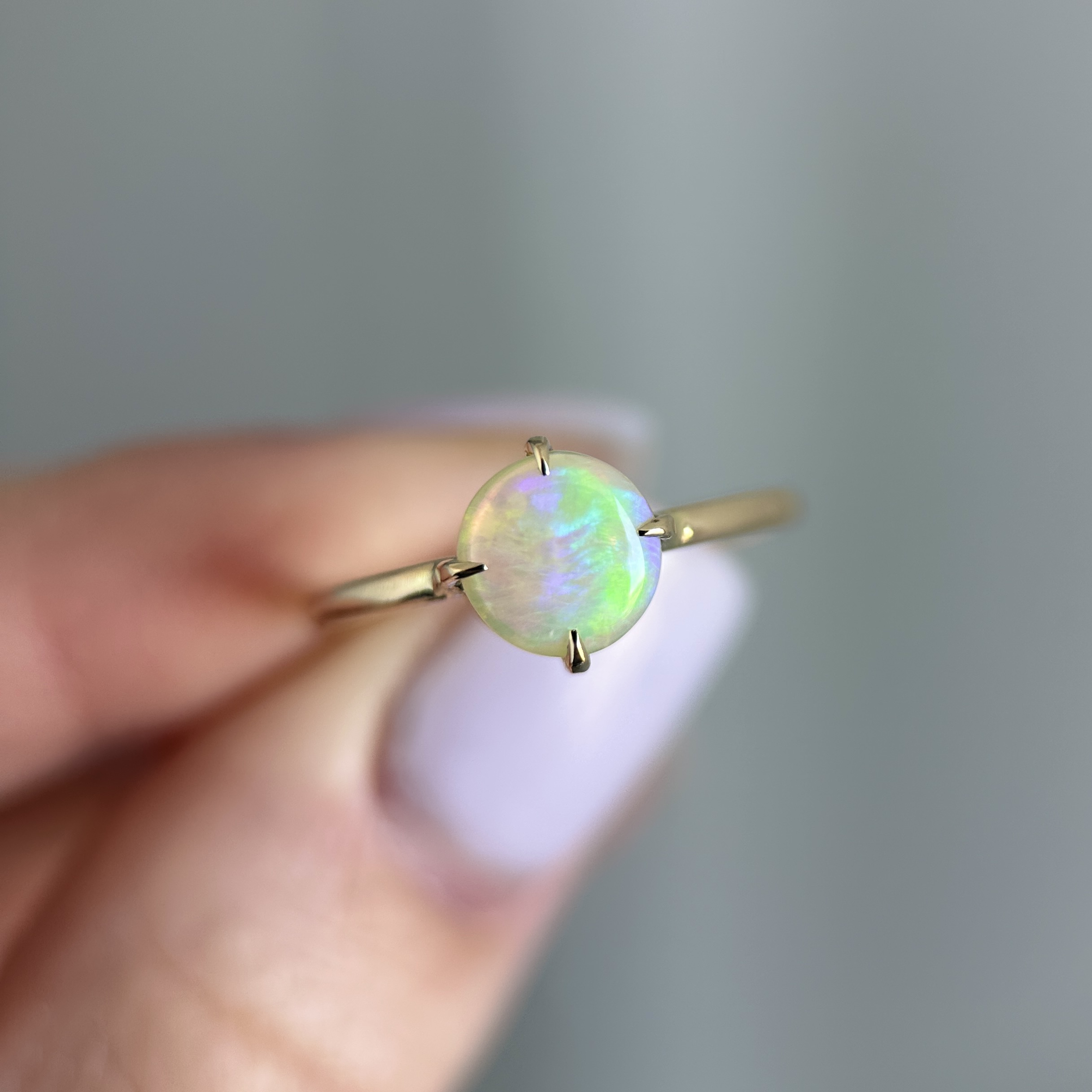 14K Yellow gold ring with Australian Crystal Opal SZ 8.25 - Image 8