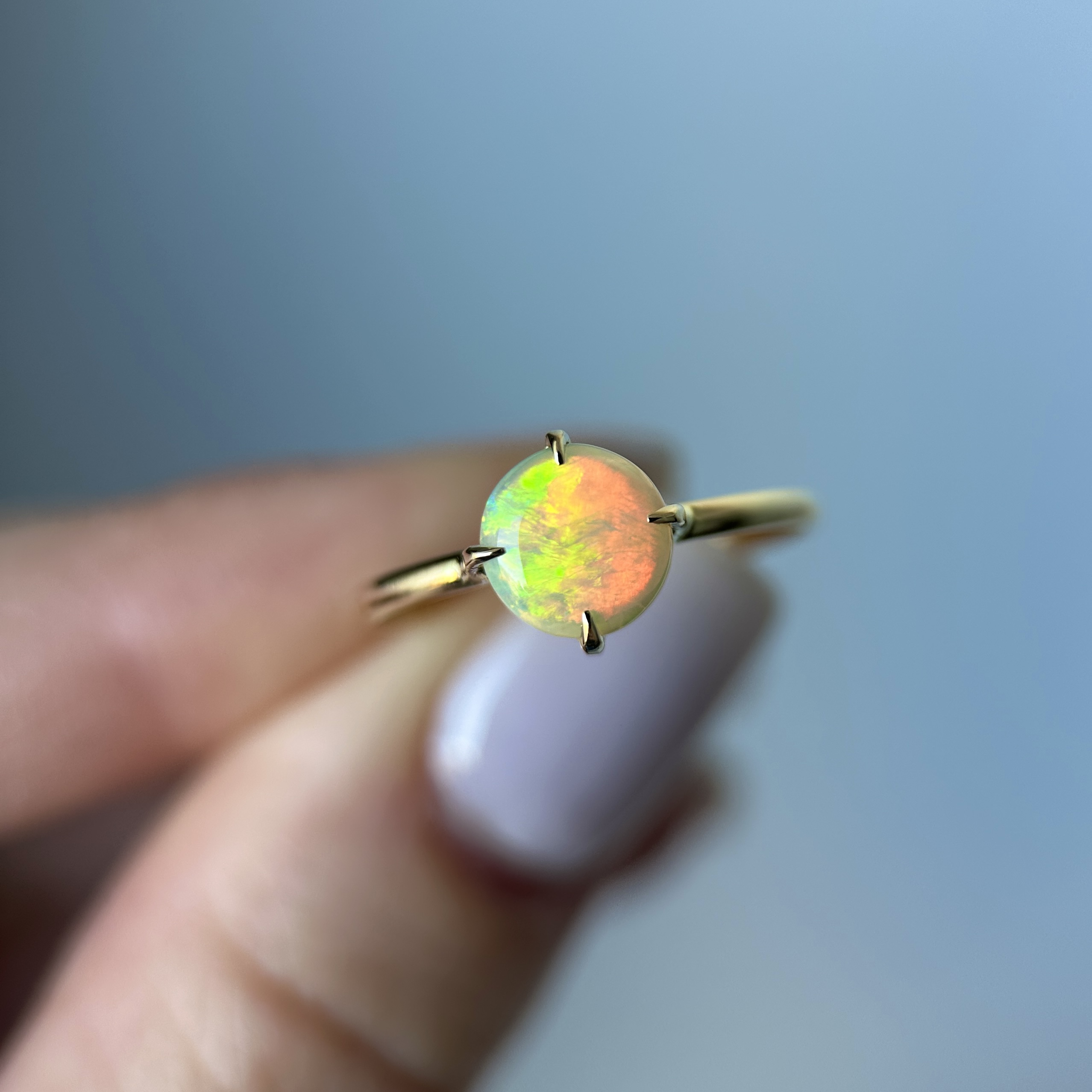 14K Yellow gold ring with Australian Crystal Opal SZ 8.25 - Image 7