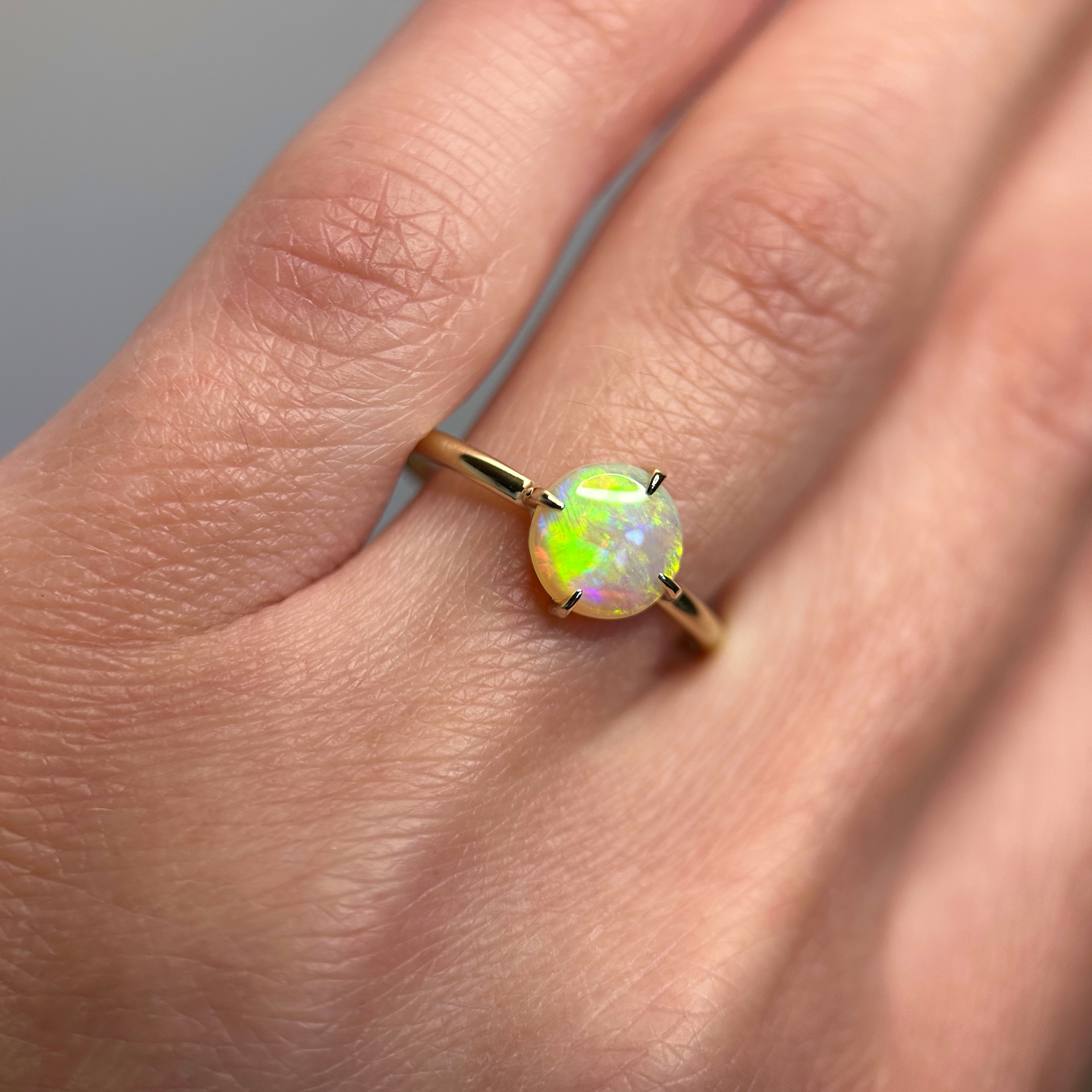 14K Yellow gold ring with Australian Crystal Opal SZ 8.25 - Image 9