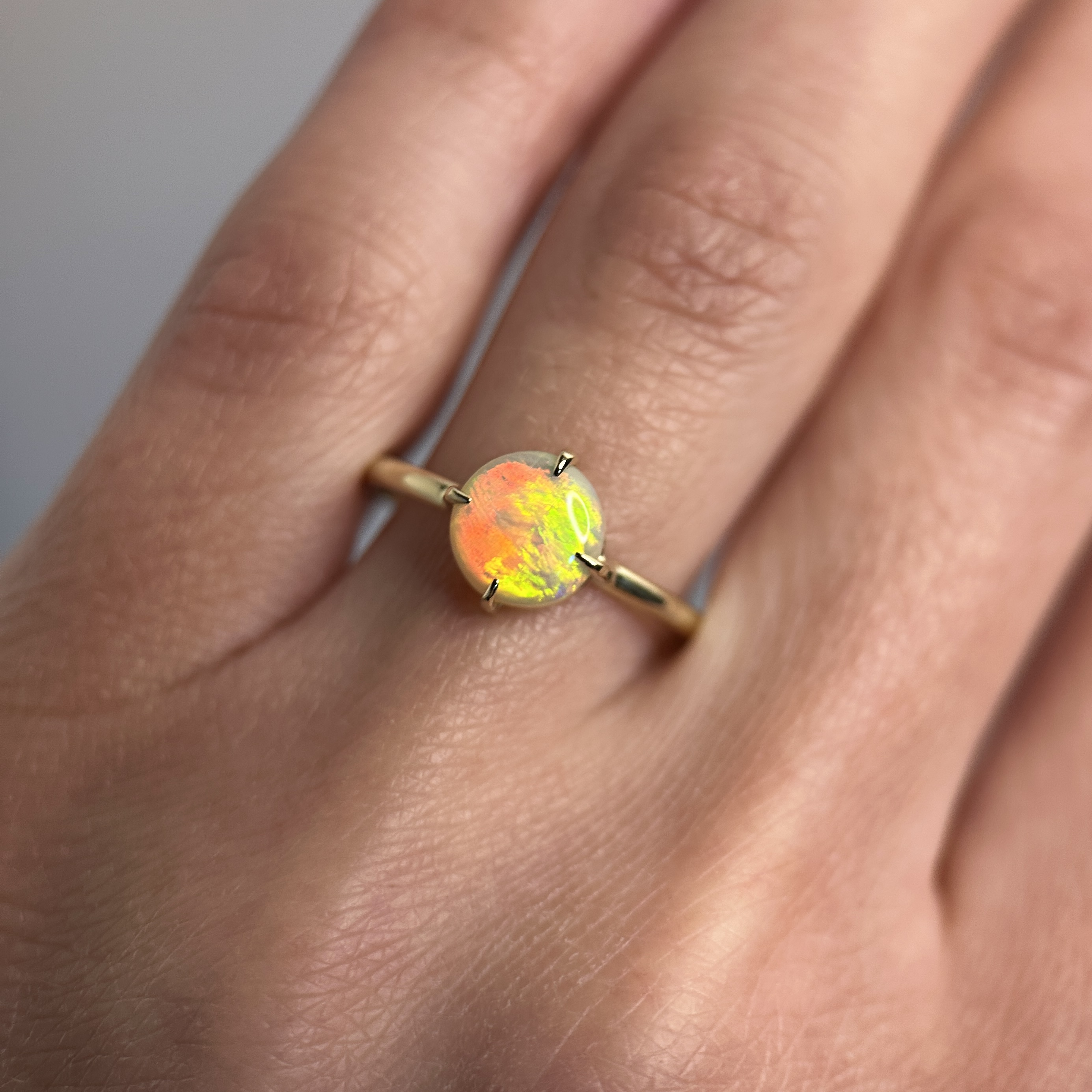 14K Yellow gold ring with Australian Crystal Opal SZ 8.25 - Image 14