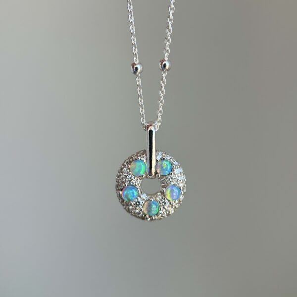 Custom made Australian Opal & Diamond Donut Pendant