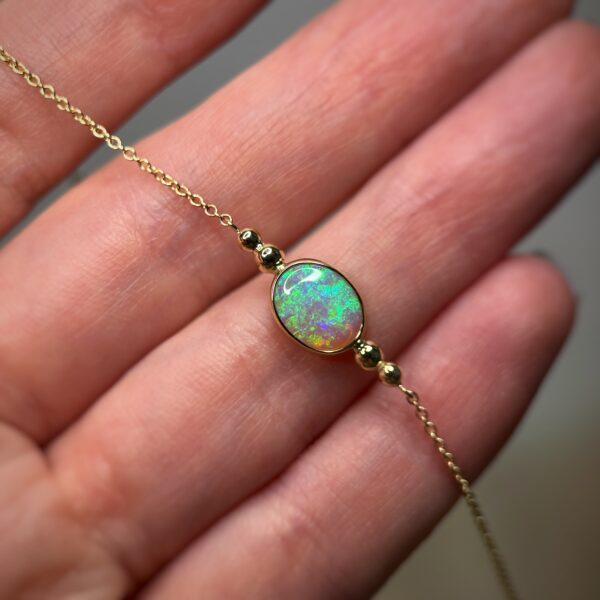 14K Yellow gold bracelet with Australian Crystal Opal