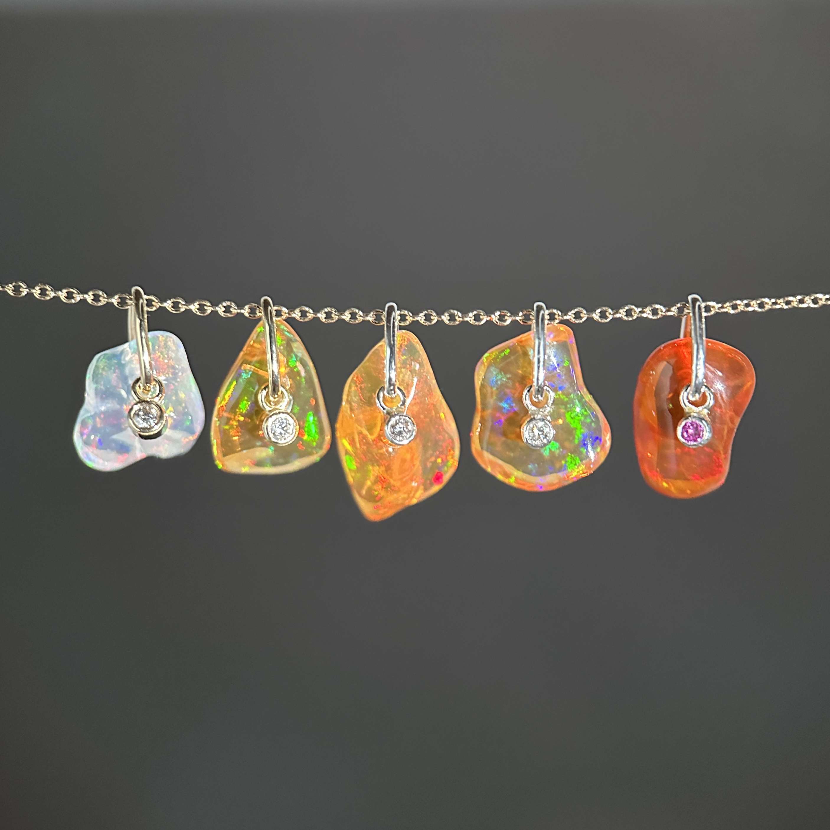 Freeform Mexican Fire Opal Pendants - Image 3