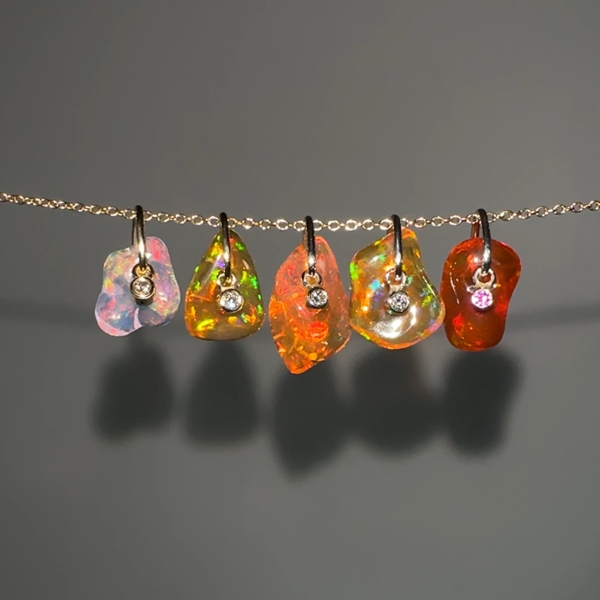 Freeform Mexican Fire Opal Pendants - Image 4