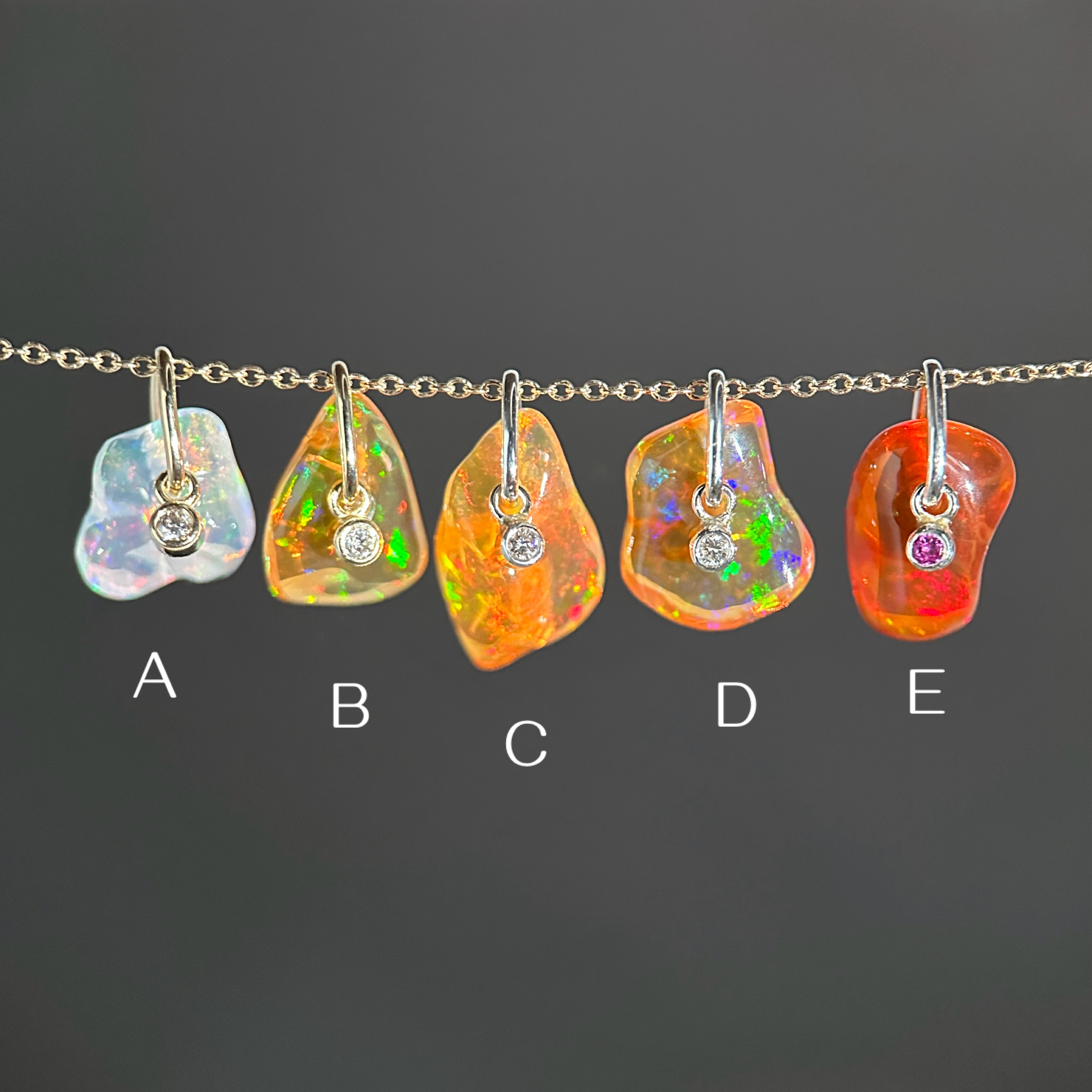 Freeform Mexican Fire Opal Pendants - Image 2