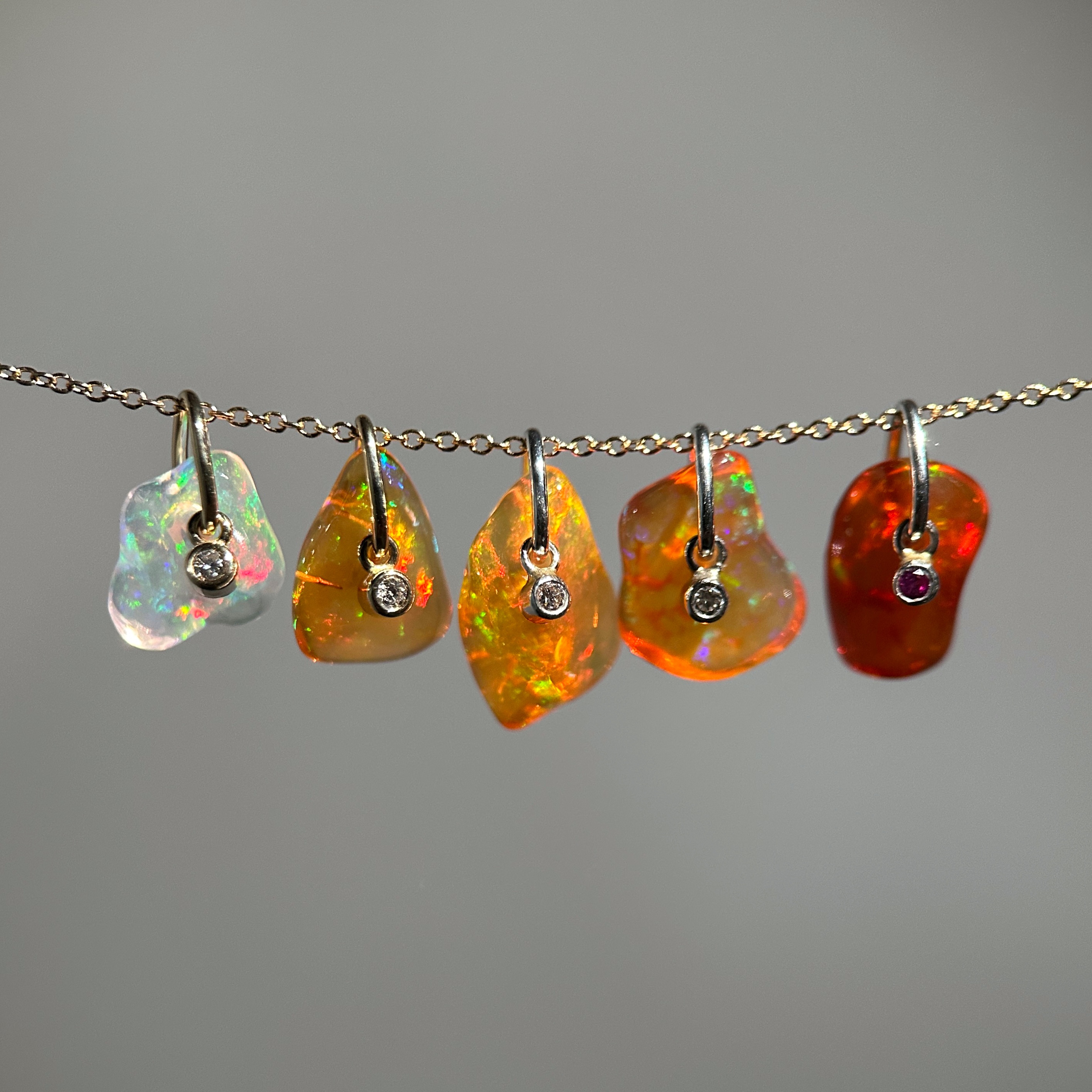 Freeform Mexican Fire Opal Pendants - Image 5