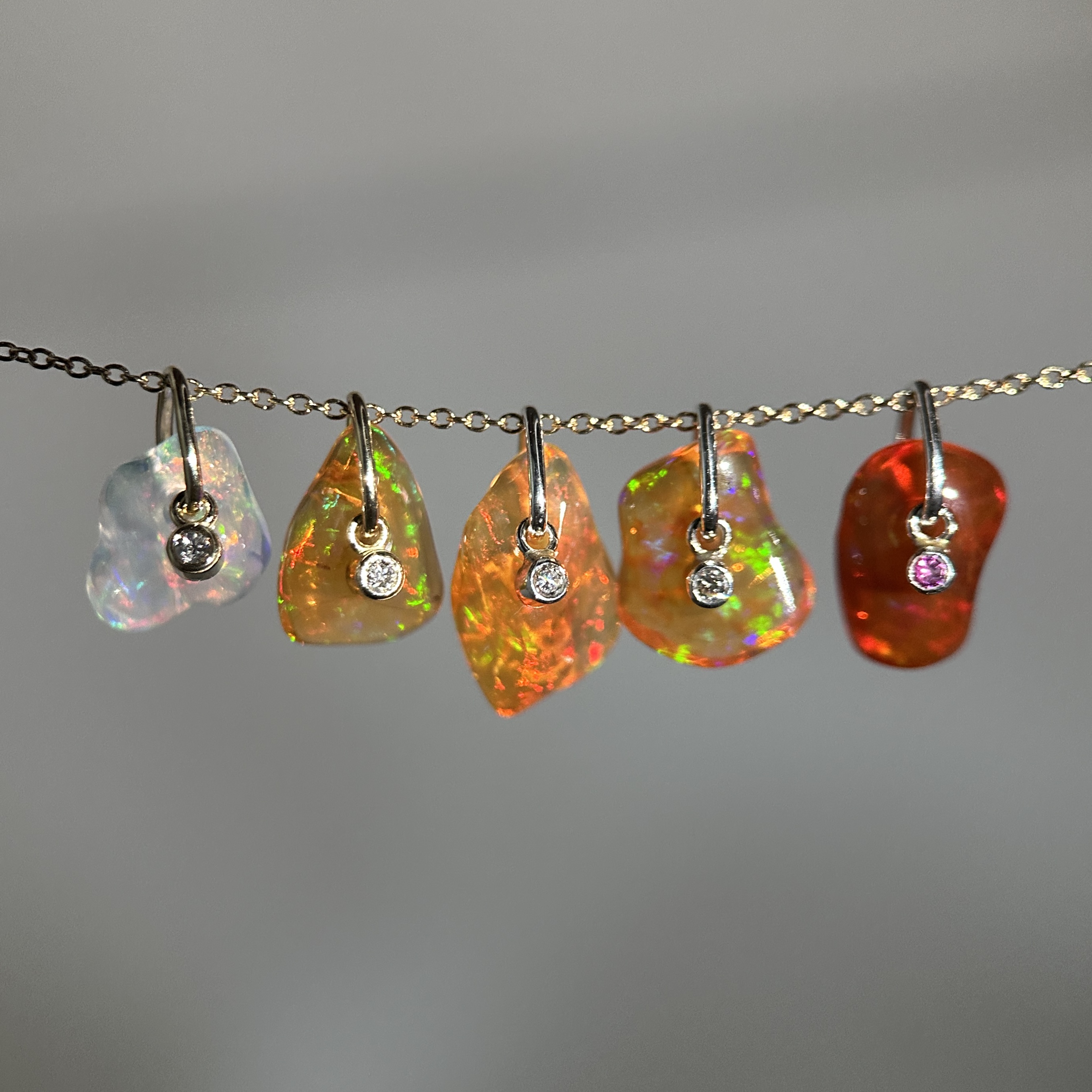 Freeform Mexican Fire Opal Pendants - Image 7