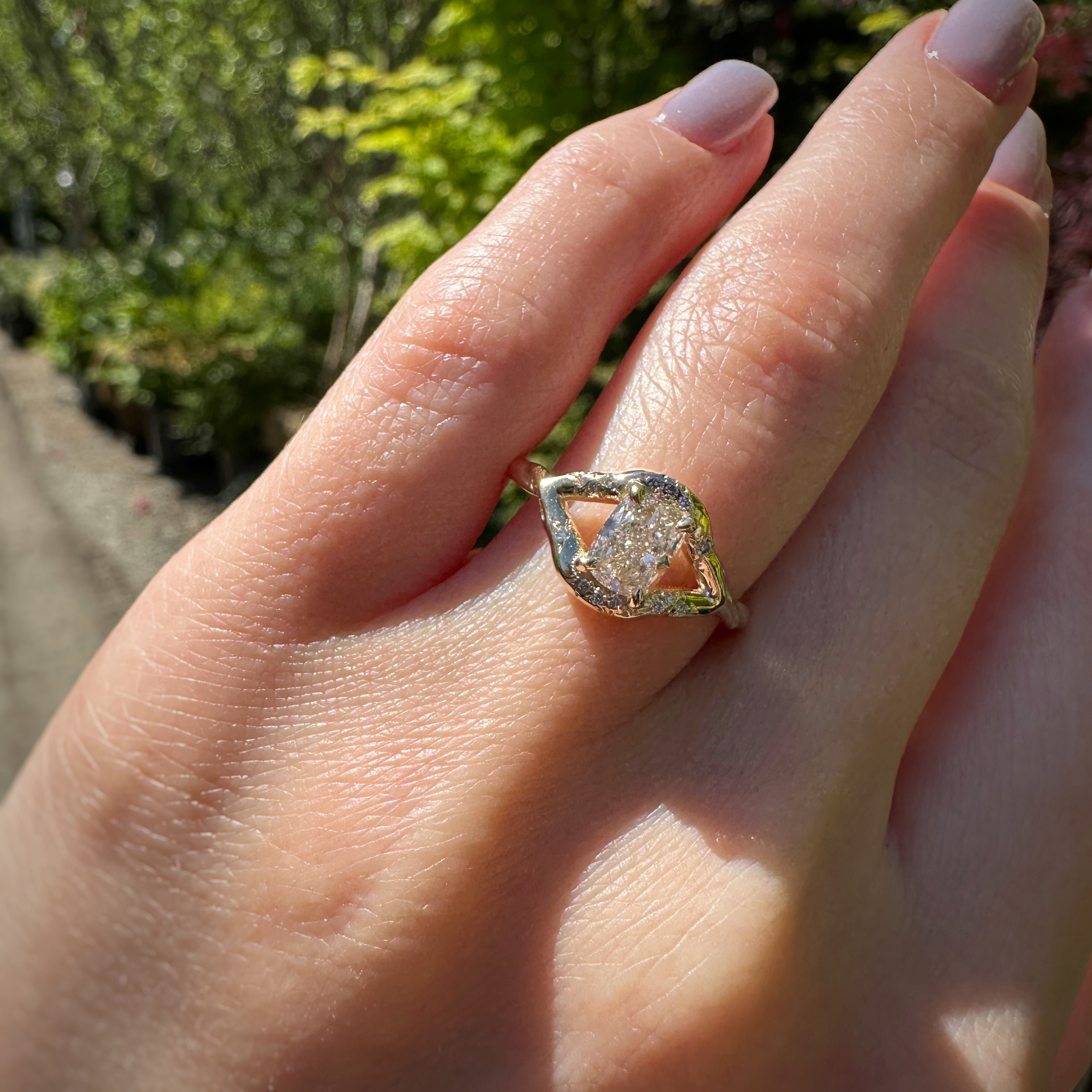 14K Yellow gold Theia ring with Champagne Diamond SZ 6 - Image 16