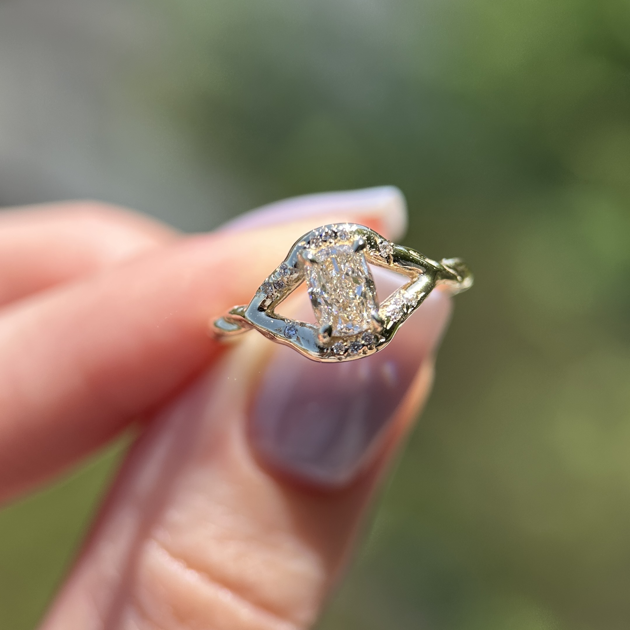 14K Yellow gold Theia ring with Champagne Diamond SZ 6 - Image 7