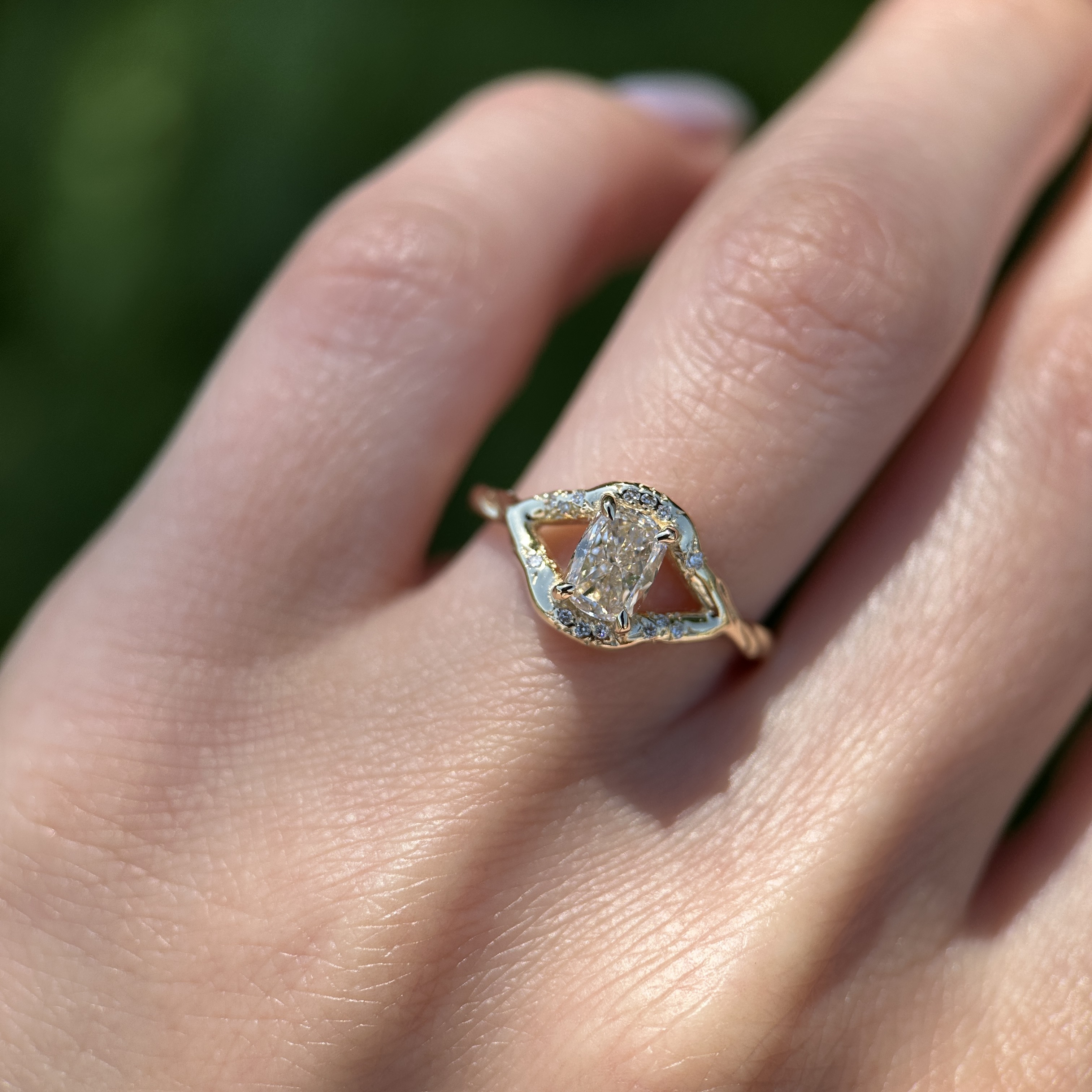 14K Yellow gold Theia ring with Champagne Diamond SZ 6 - Image 9