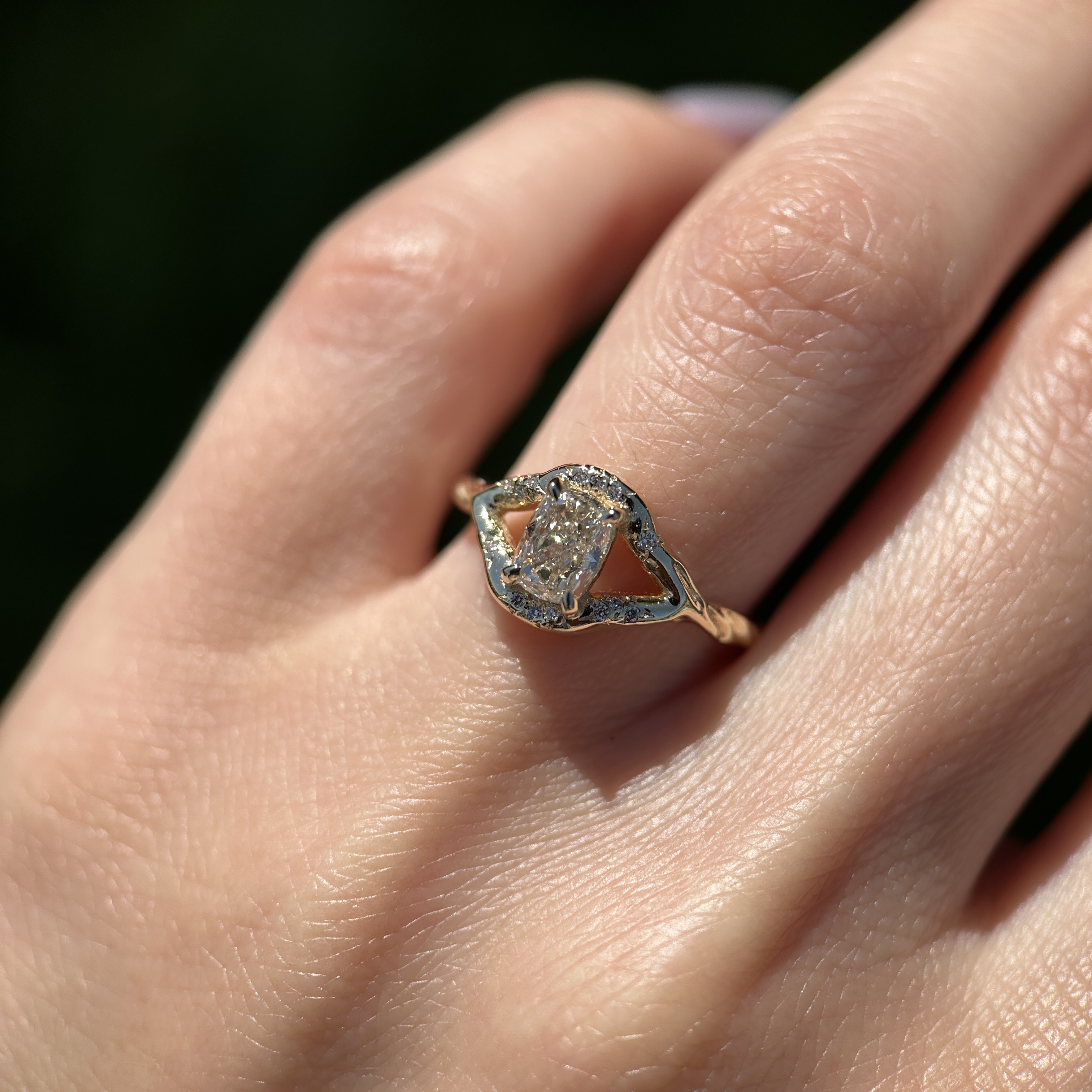 14K Yellow gold Theia ring with Champagne Diamond SZ 6 - Image 10