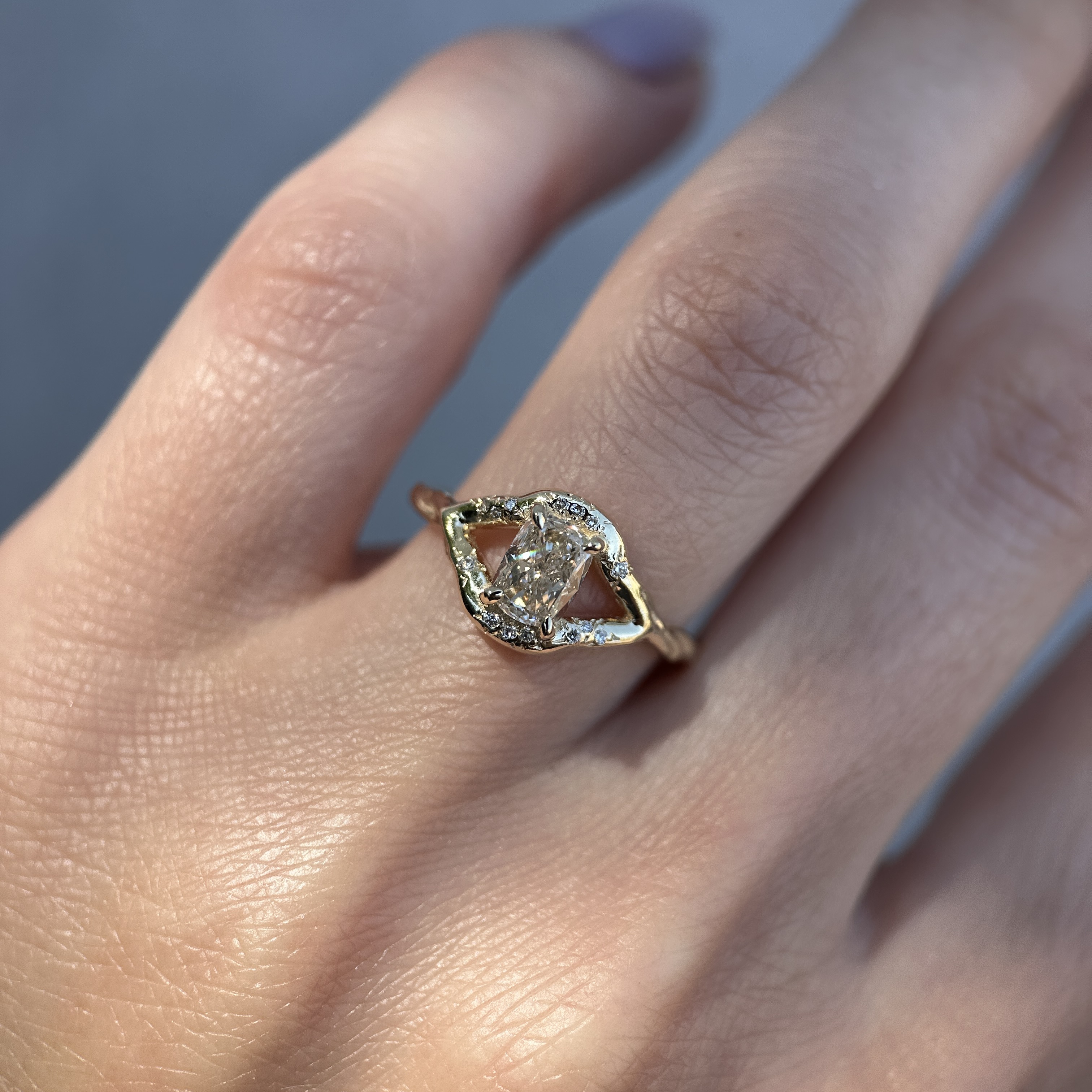 14K Yellow gold Theia ring with Champagne Diamond SZ 6 - Image 13