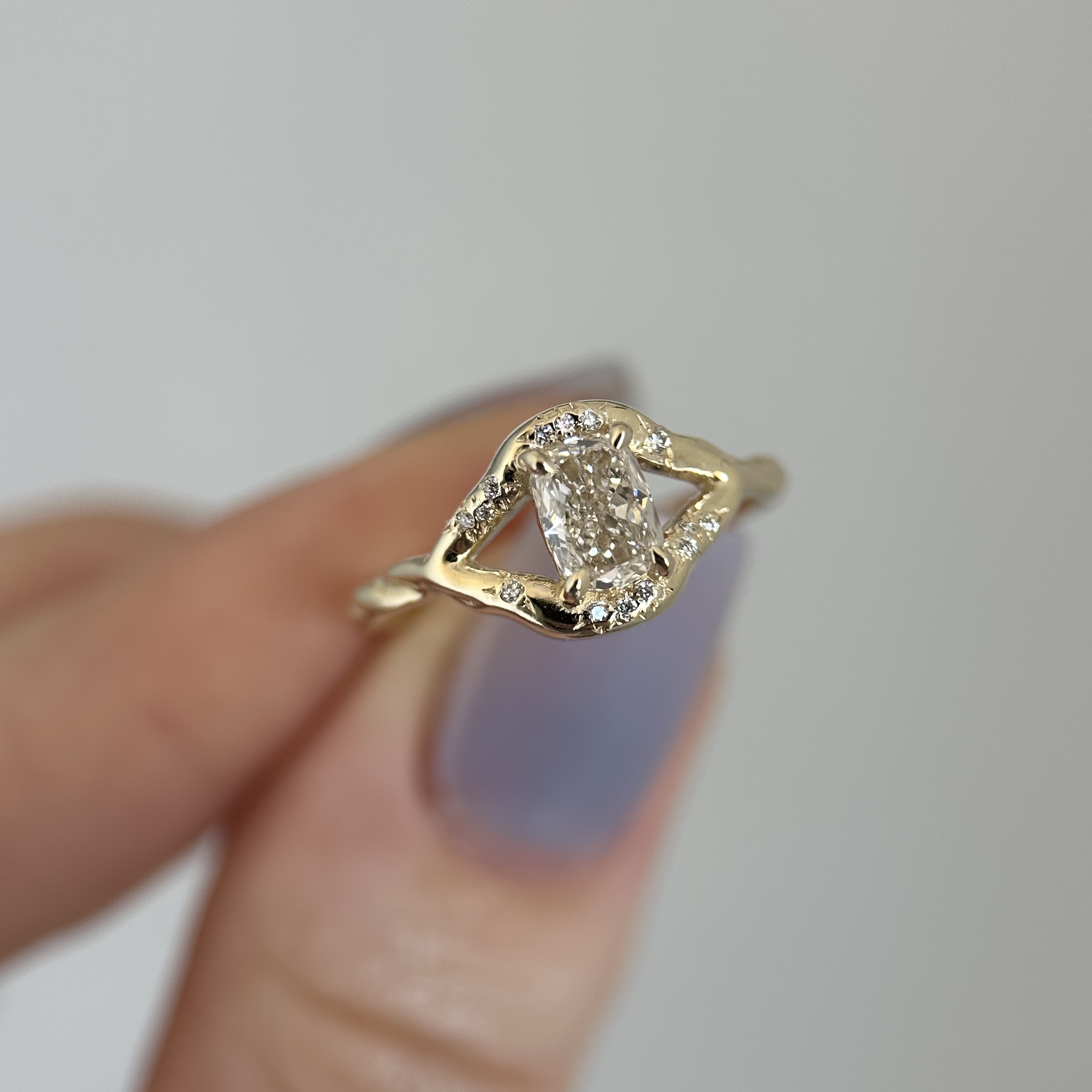 14K Yellow gold Theia ring with Champagne Diamond SZ 6 - Image 11