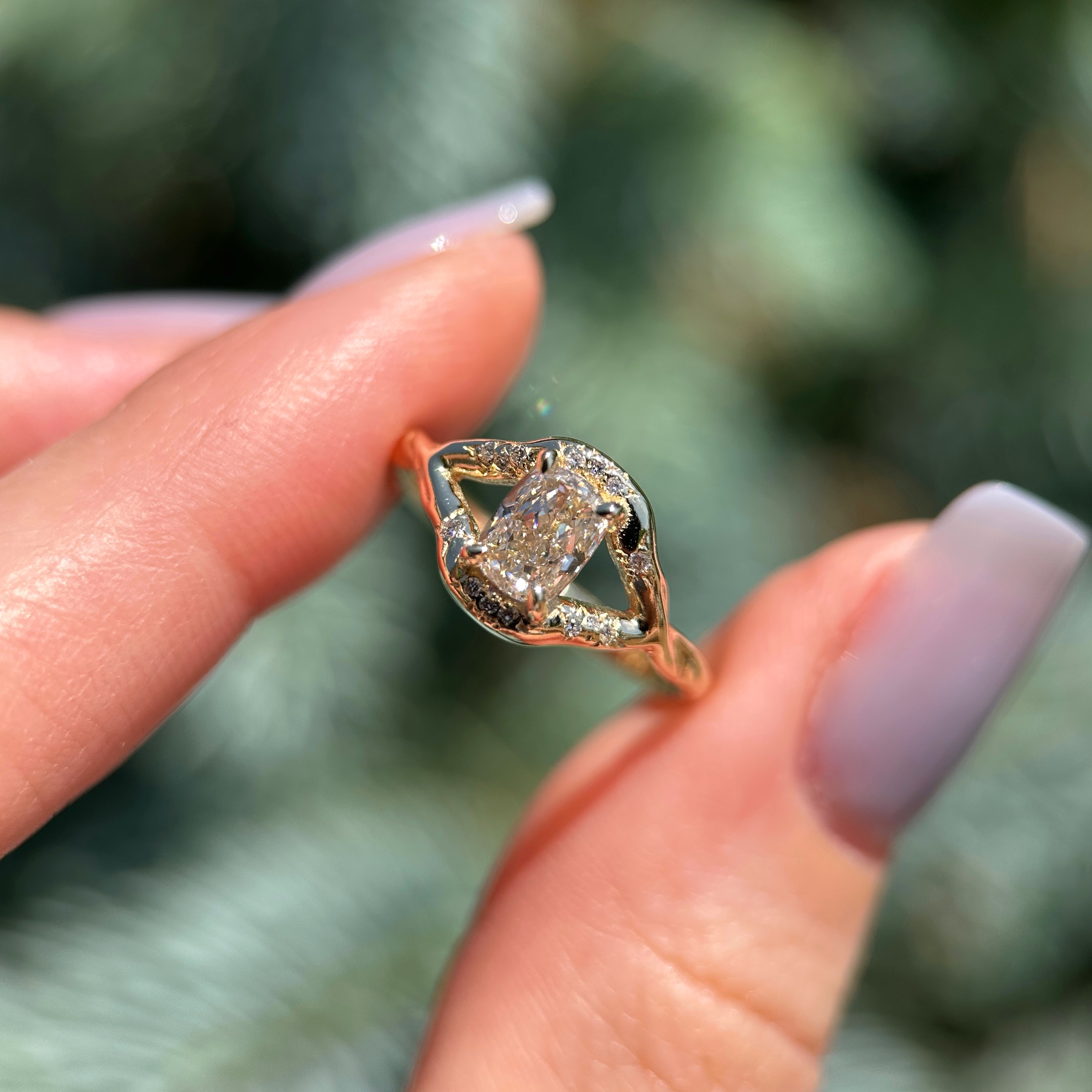 14K Yellow gold Theia ring with Champagne Diamond SZ 6 - Image 14