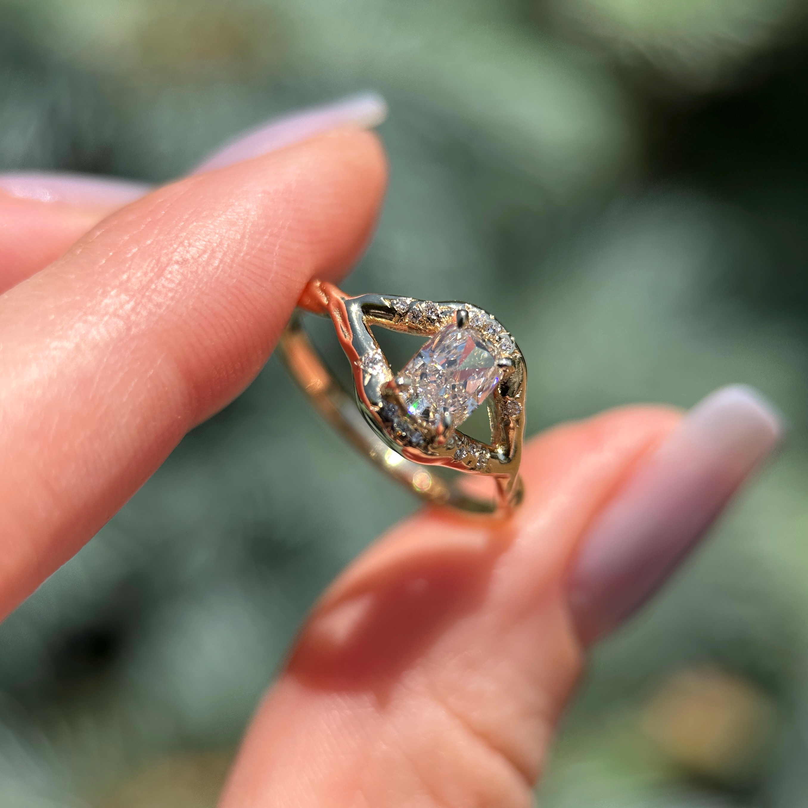 14K Yellow gold Theia ring with Champagne Diamond SZ 6 - Image 15