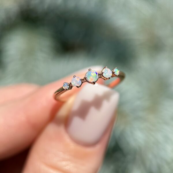14K Rose gold ring with Australian Crystal Opals SZ 6
