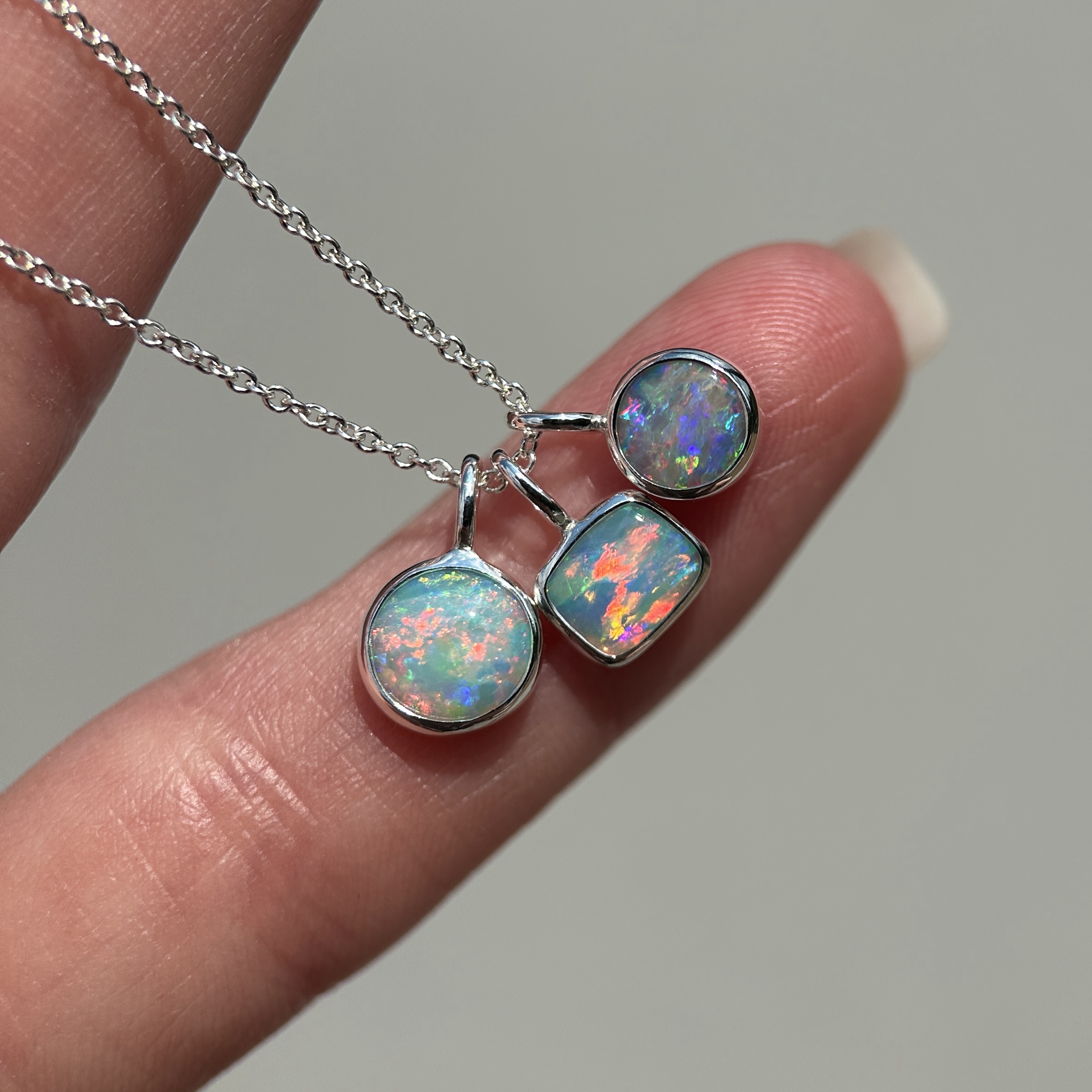 Sterling silver Opal Pendants