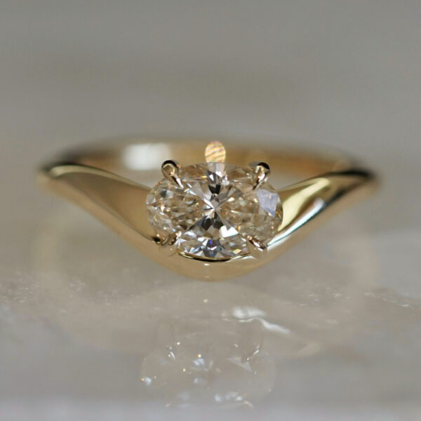 14K Yellow Gold Caia ring with Champagne Diamond SZ 7