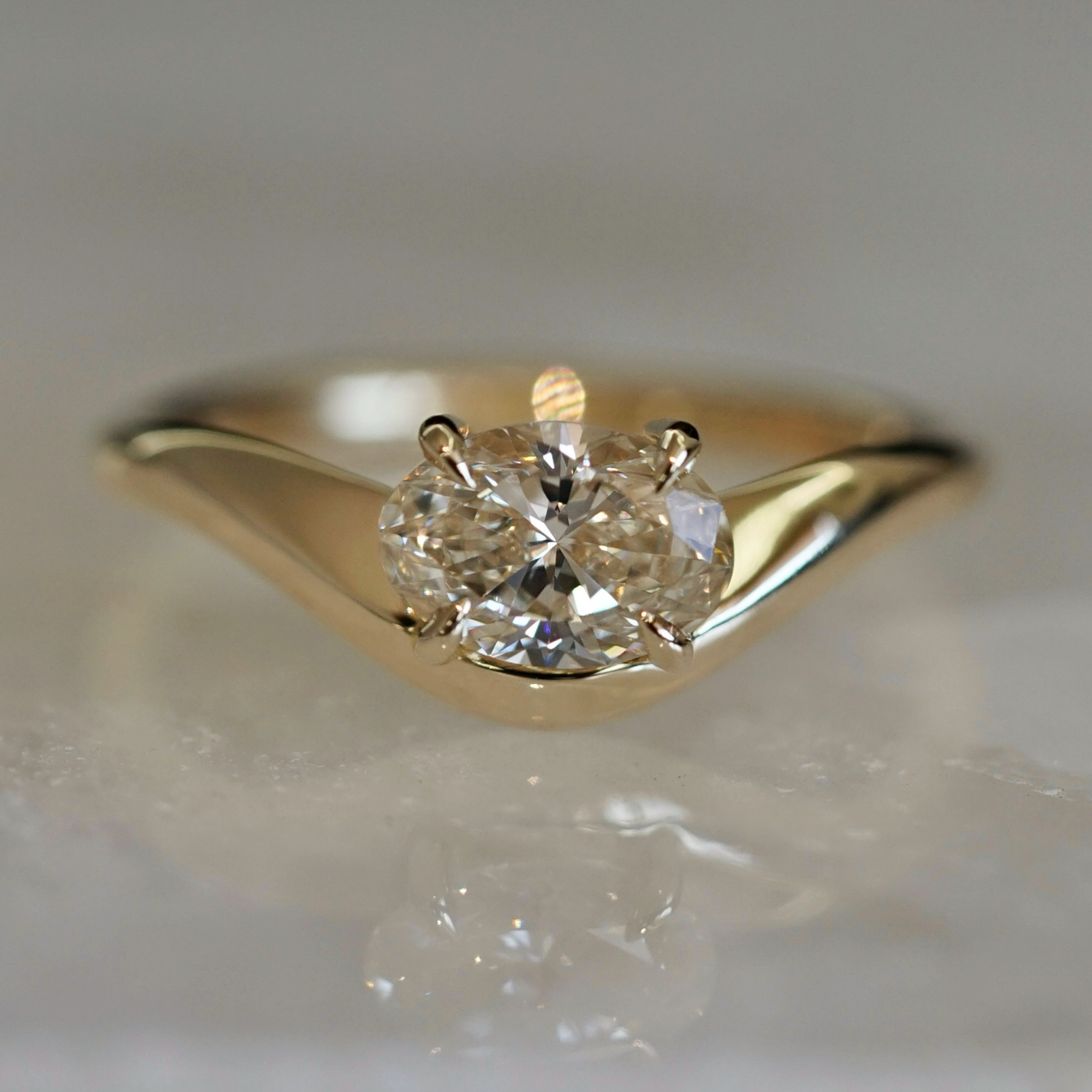 14K Yellow Gold Caia ring with Champagne Diamond SZ 7