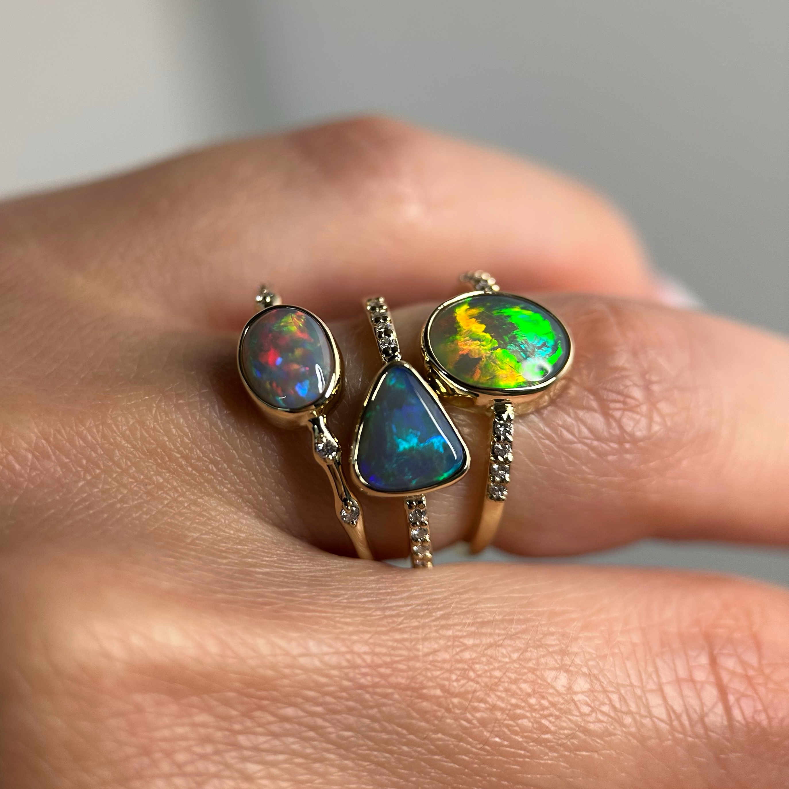 14K Yellow gold ring with Australian Crystal Opal and Diamonds SZ 5.25 - Image 13