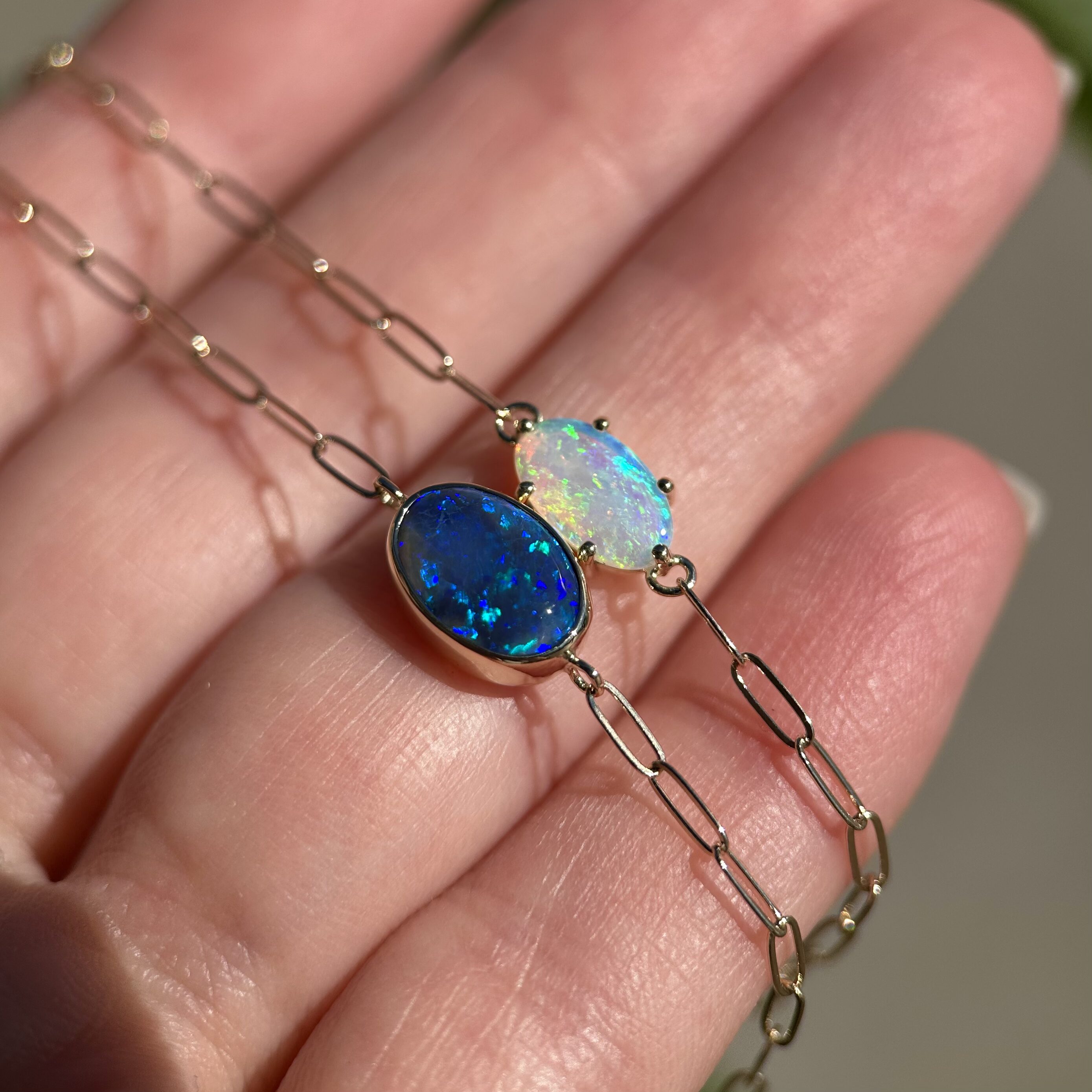 14K Yellow gold bracelets with Australian Opals - Image 4