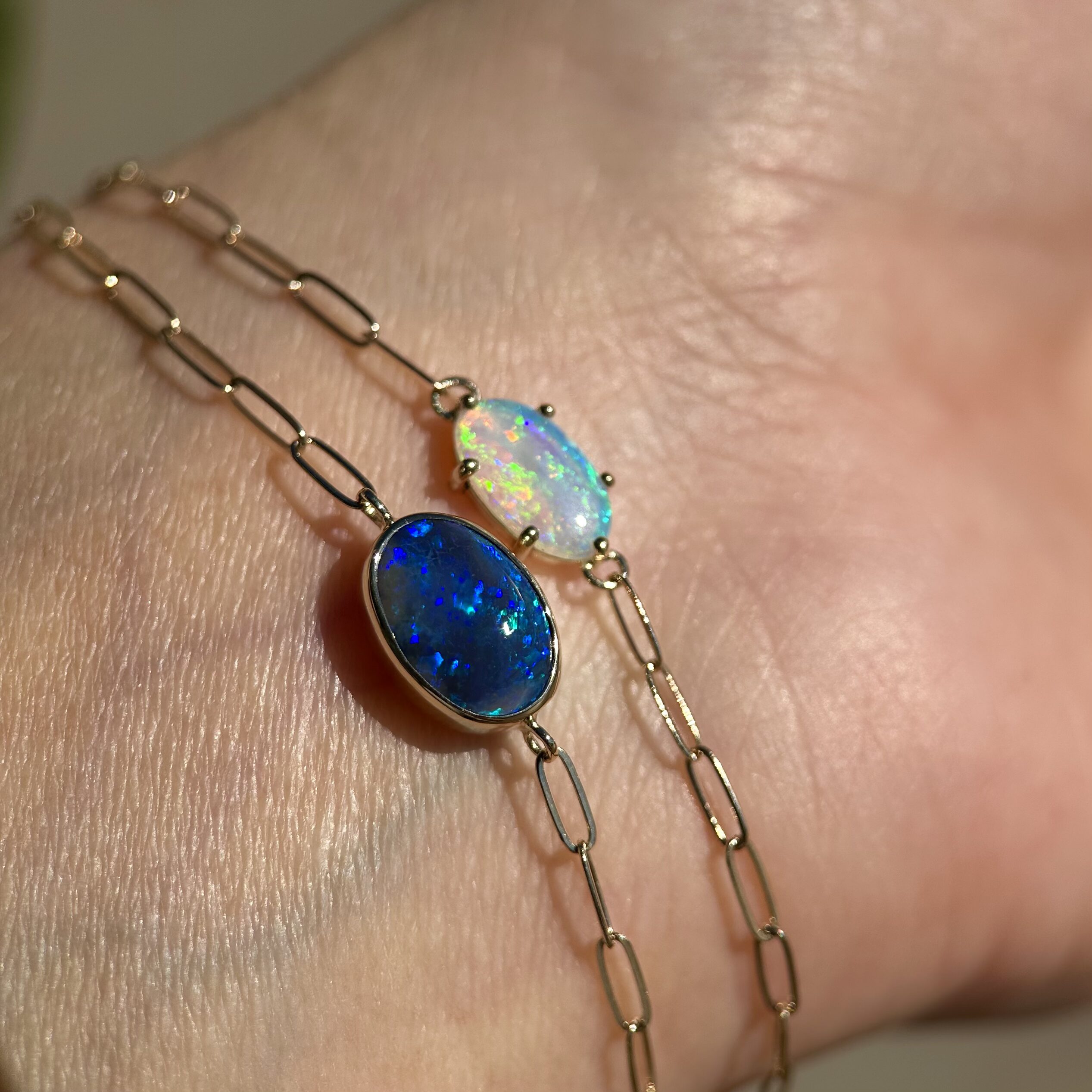 14K Yellow gold bracelets with Australian Opals - Image 5