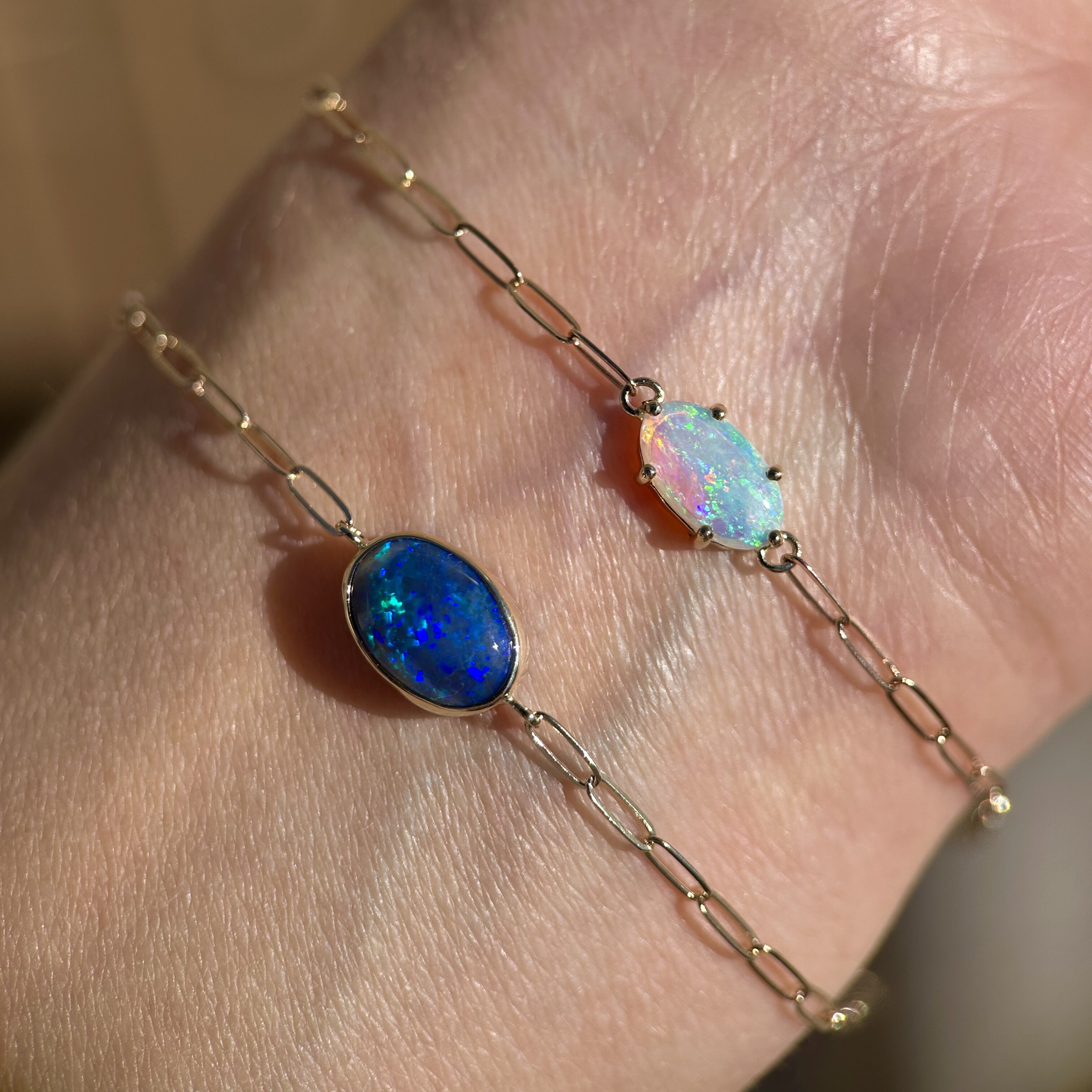 14K Yellow gold bracelets with Australian Opals - Image 13