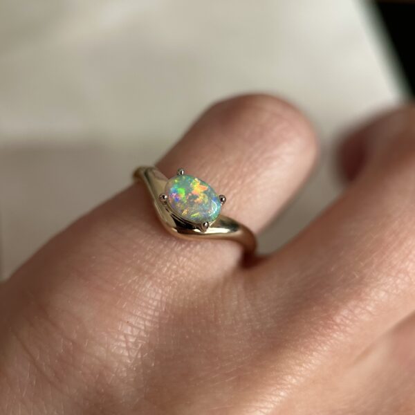 14K Yellow and White Gold Caia ring with Australian Opal SZ 5