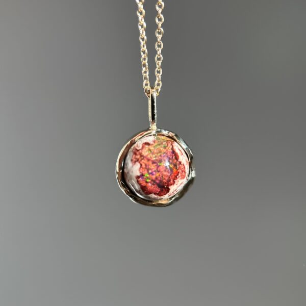 14K Molten Yellow gold pendant with Mexican Cantera Opal