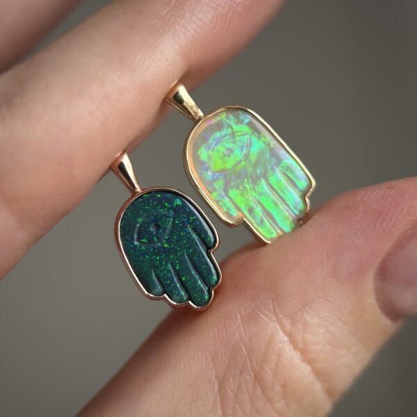 14K Yellow and Rose gold pendants with Australian Black or Crystal Opal