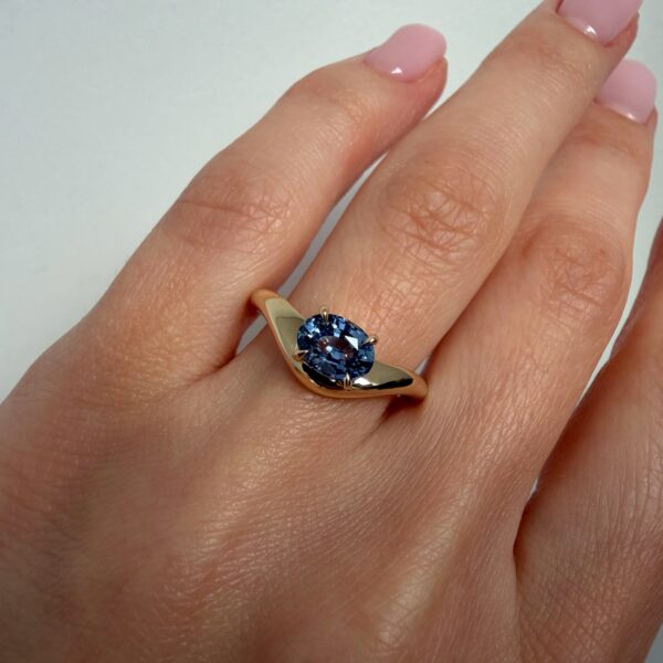 14K Yellow Gold Caia ring with Blue Sapphire SZ 7