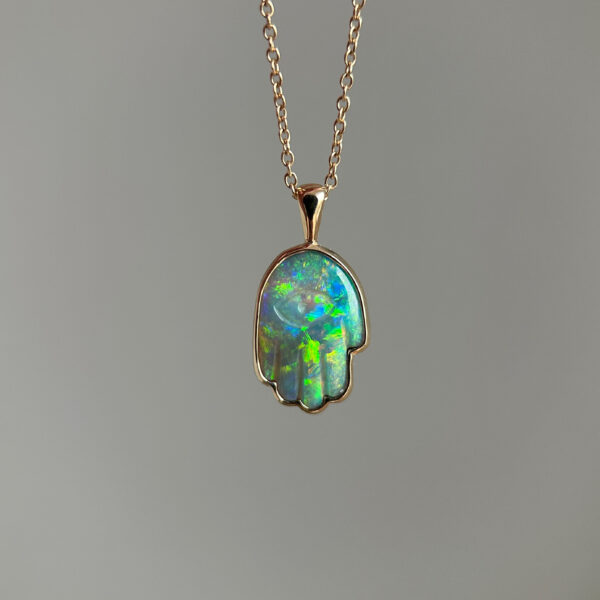 14K Yellow gold pendant with Australian Dark Opal