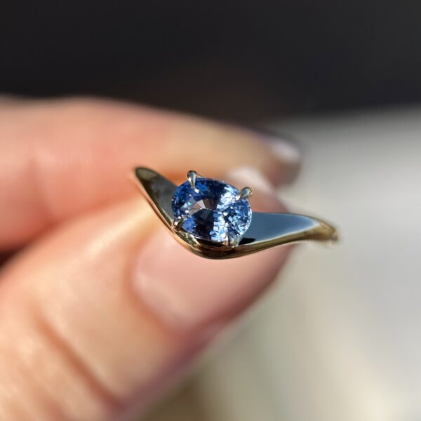 14K Yellow Gold Caia ring with Blue Sapphire SZ 7