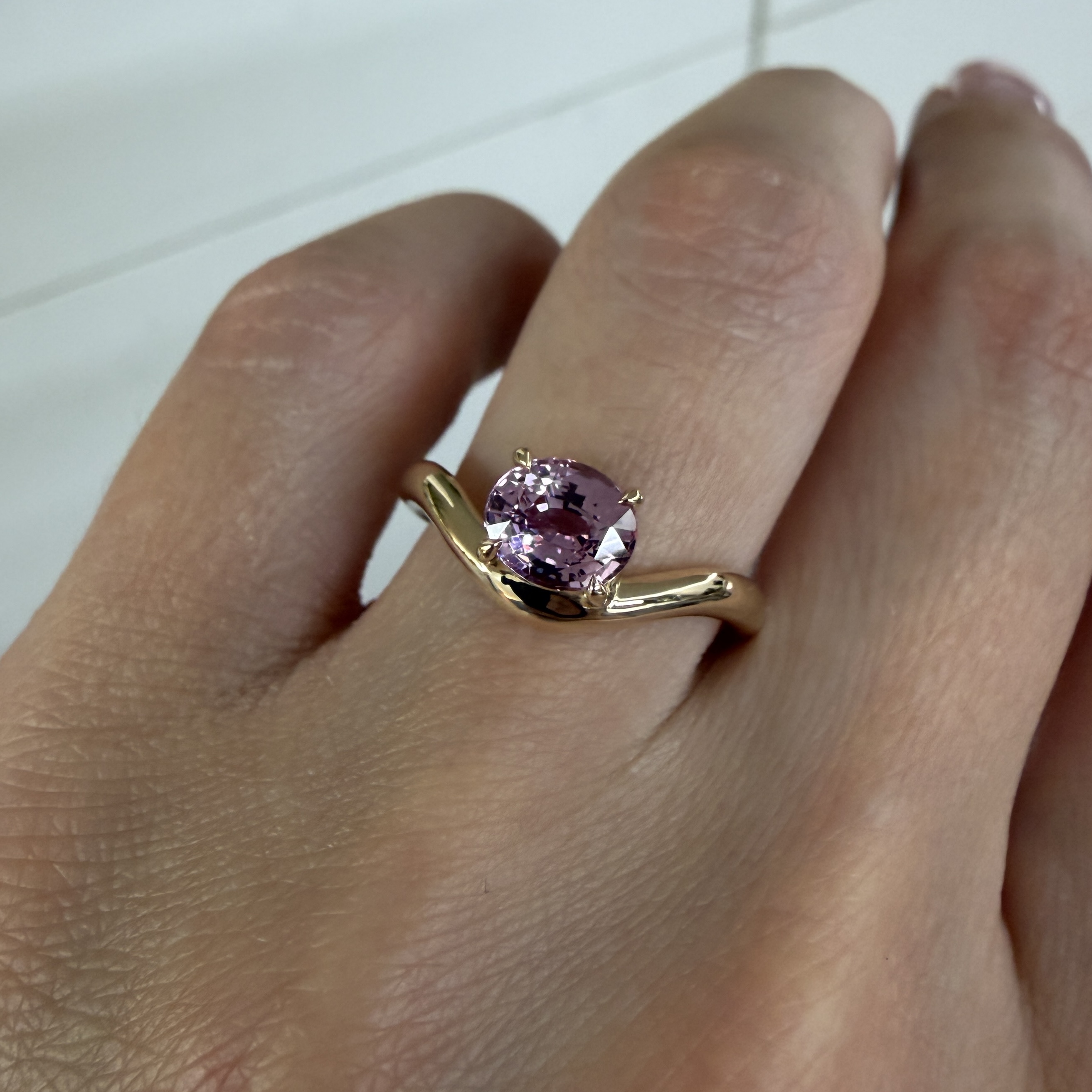 Custom-made 14K Yellow Gold Caia Mini ring with Sapphire - Image 8