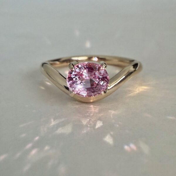 Custom-made 14K Yellow Gold Caia Mini ring with Sapphire