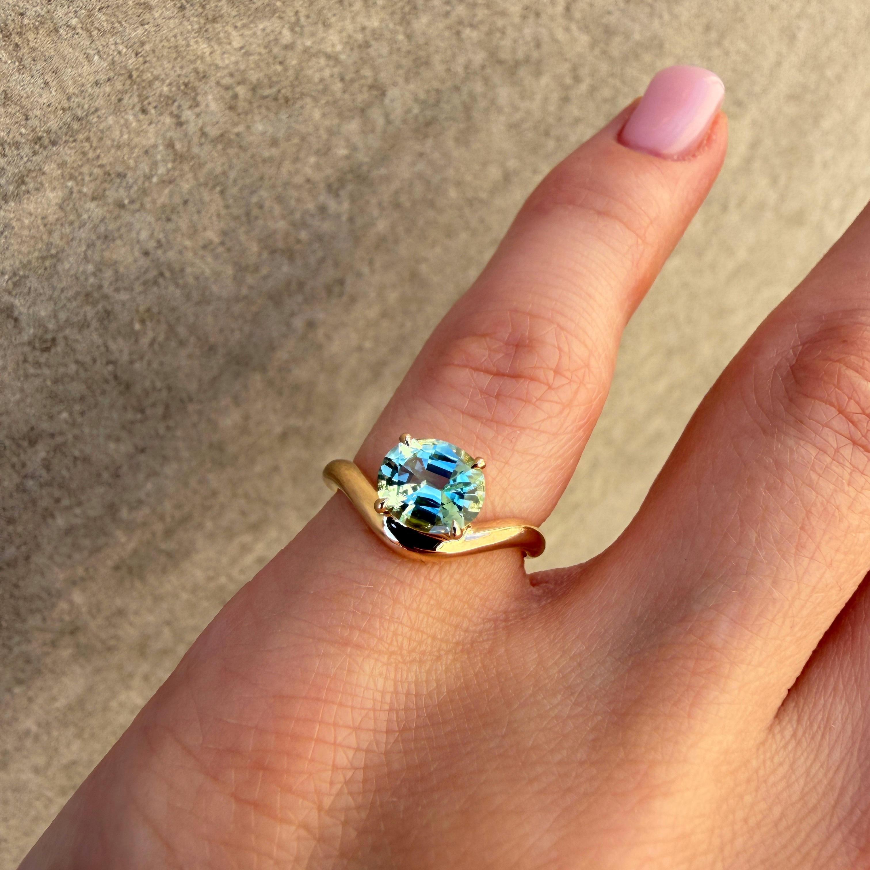 Custom-made 14K Yellow Gold Caia Mini ring with Sapphire - Image 10