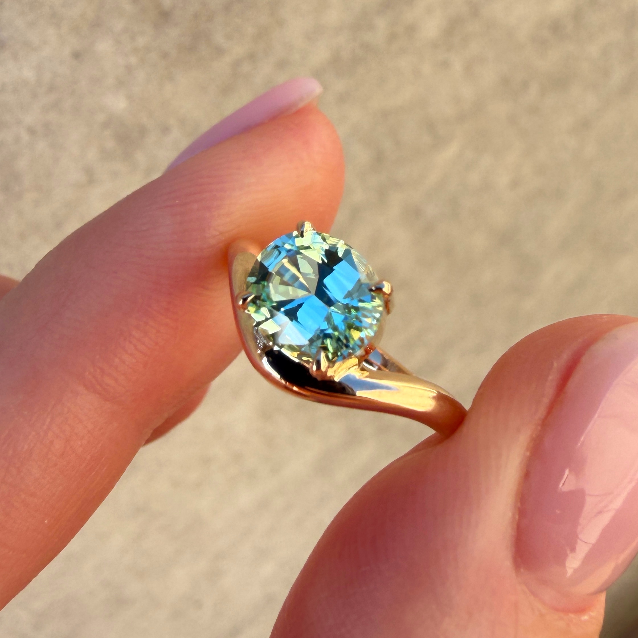 Custom-made 14K Yellow Gold Caia Mini ring with Sapphire - Image 14